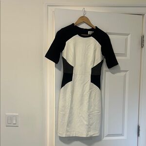 Milly Black and White Sheath Midi Dress for Work